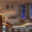 Base de lit flottante avec lumière DEL et base de lit tapissier avec tête de lit et espace de rangement caché, aucun sommier nécessaire-395016355