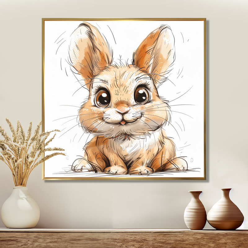 Caricature de l'adorable bébé lapin I - Lapin, art mural, Sans cadre, métal, H 30 po x l 30 po