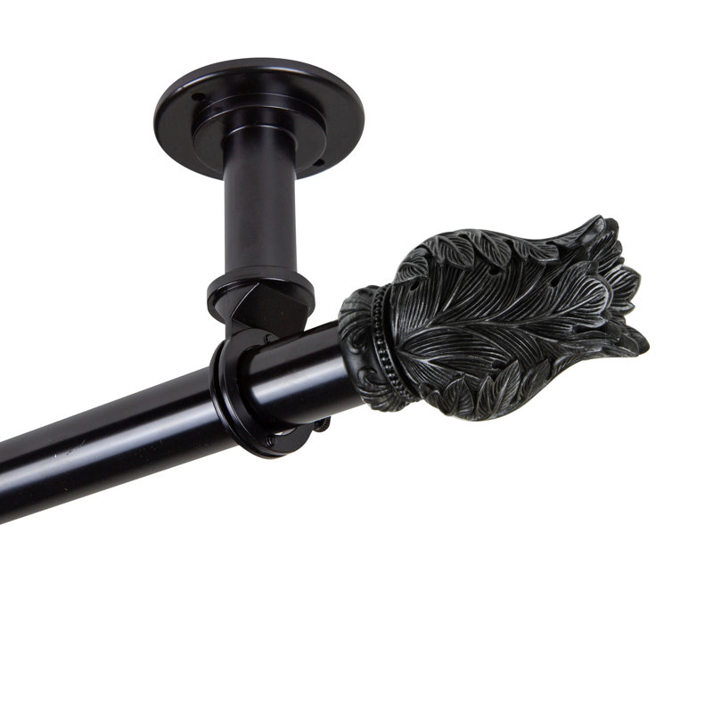 Tringle à rideaux simple réglable 1 po Addiemae, 120" - 170", Noir