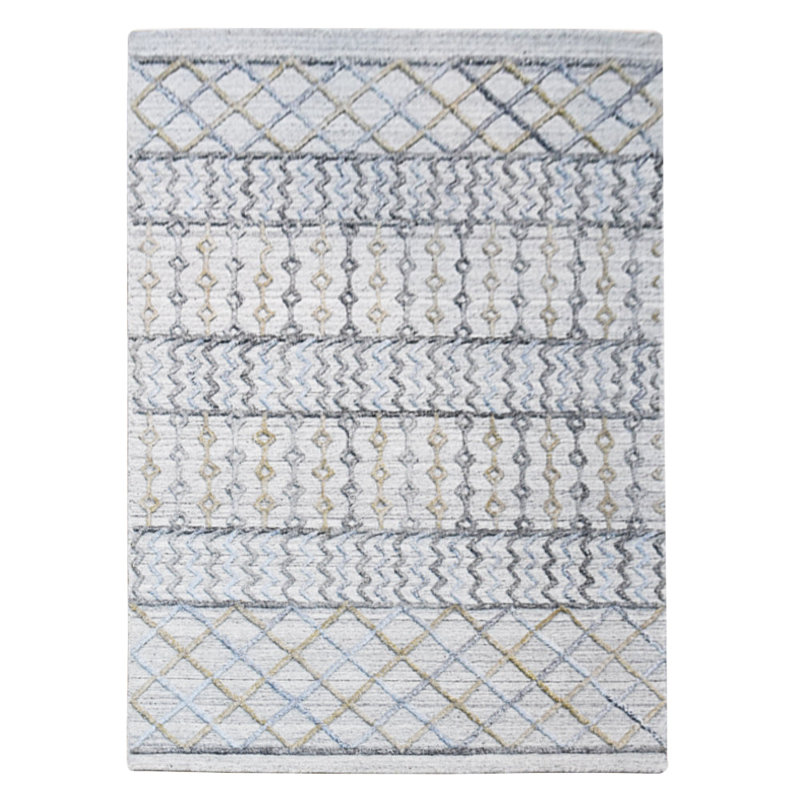 Hand Woven Geometric Polypropylene Gray Multicolor Rectangle Indoor Area Rug, Rectangle 8'x10'