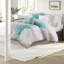 Ensembles de literie en satin de coton luxueux, très grand turquoise, motif floral pour l'élégance de la chambre à coucher