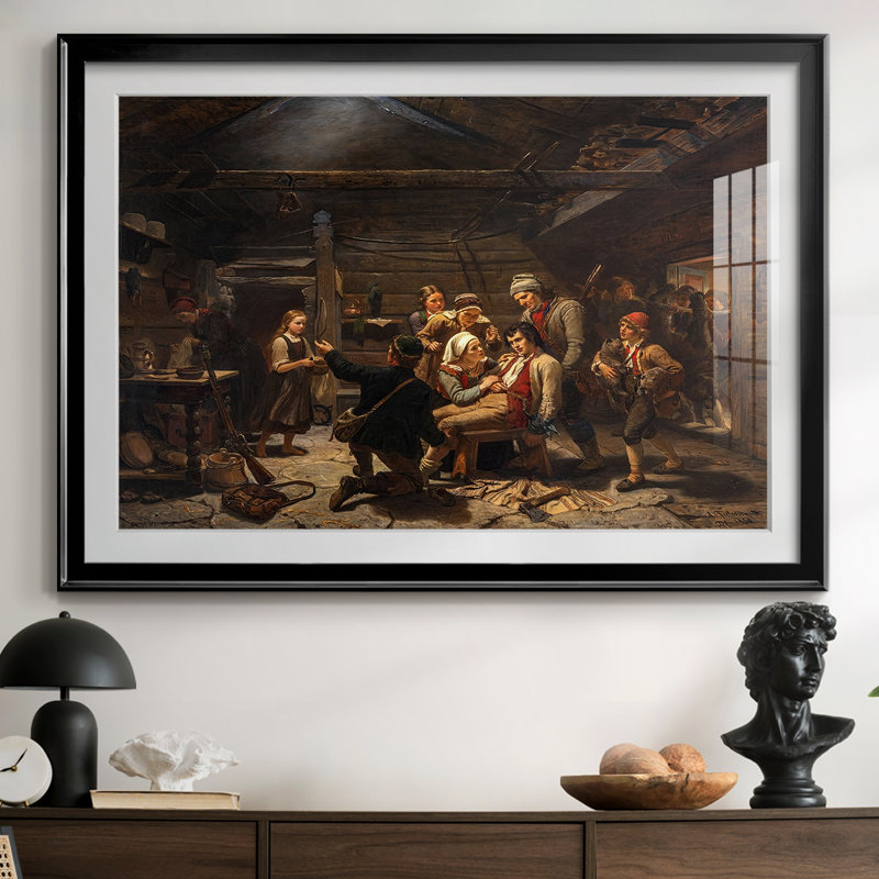 «The Wounded Bear Hunter» - Adolph Tidègre-galerie enveloppée, 26,5 x 36,5, Impression encadrée, Noir