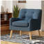Fauteuil de style Mid-Century moderne - Le tissu classique du dossier matelassé à boutons met en valeur le fauteuil, utilisant des pieds en bois massif, convenant aux salons, aux chambres et aux bureaux - Housse en polyester confortable - Dossier matelassé à boutons classiques et design élancé