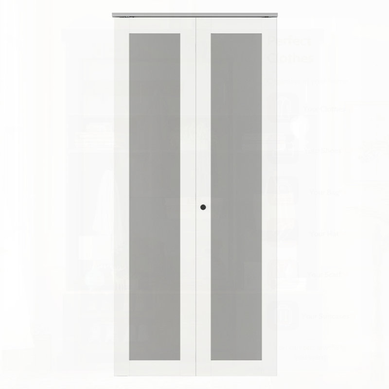 Porte pliante double en panneau de fibres à densité moyenne avec panneau de quincaillerie et poignée de porte en verre givré blanc pour les intérieurs modernes et l'efficacité de l'espace