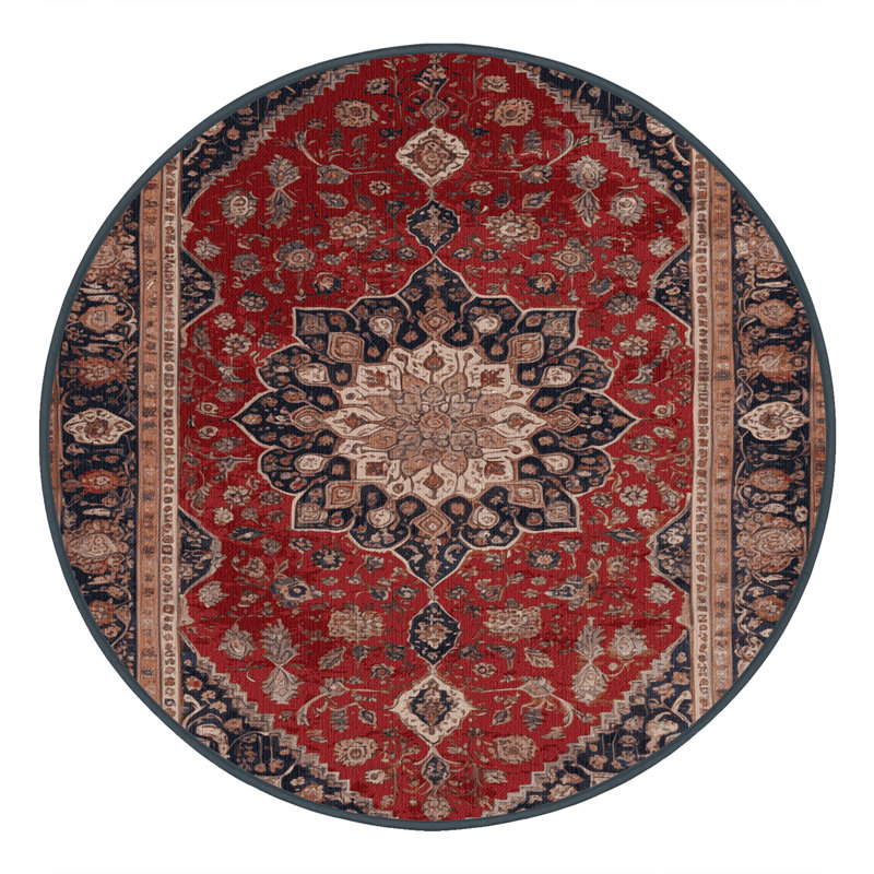 Tapis brun lavable à la machine, Rond 5 pi