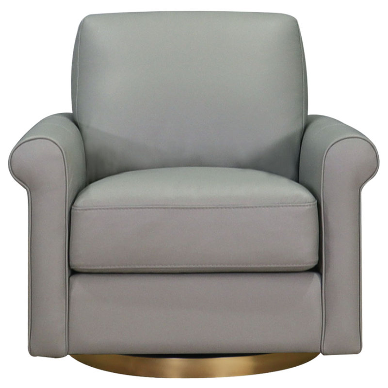 Fauteuil pivotant en cuir Pruszkow, Cuir véritable gris argenté Laguna
