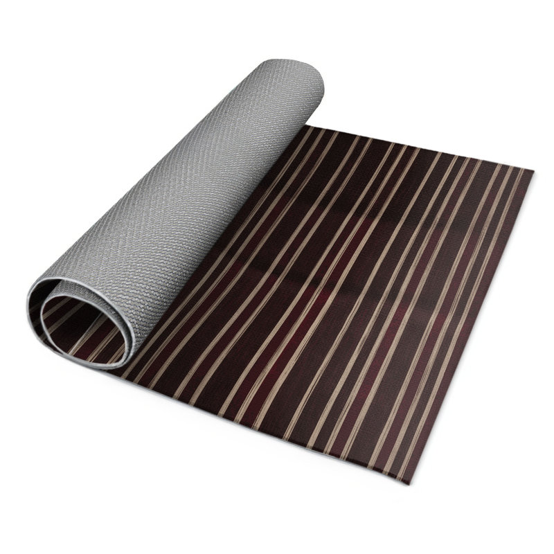 Tapis intérieur / extérieur brun HorizontalStripes, Rectangle 9 pi x 12 pi