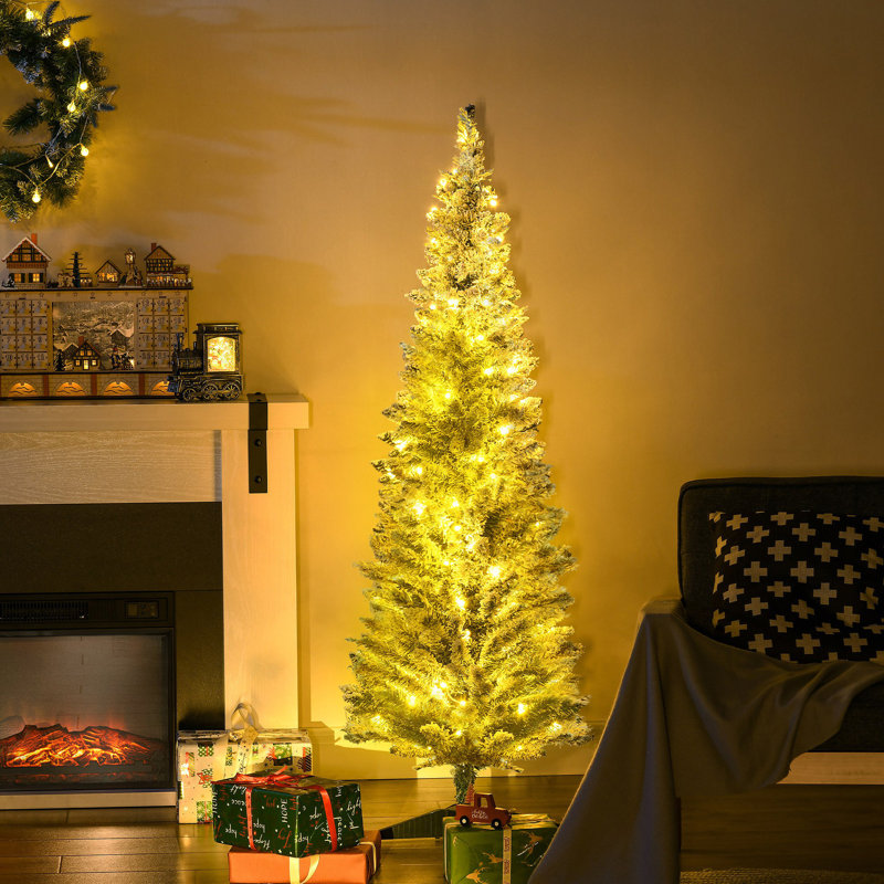 Sapin de Noël artificiel mince de 5 pi avec 110 lumières DEL chaudes et 294 pointes pour la décoration de Noël