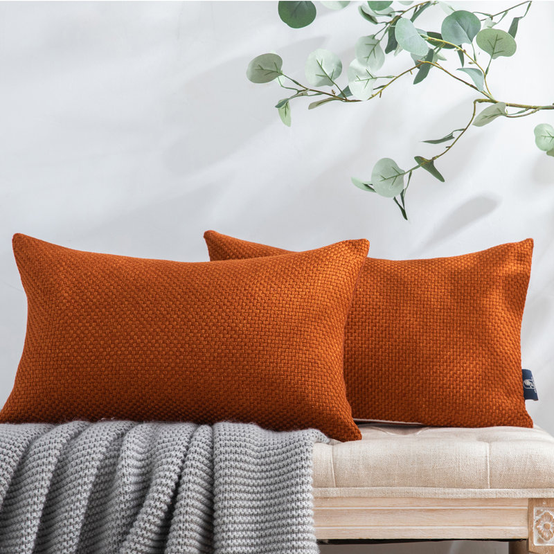 Solid Colour Reversible Throw Pillow, Blue, 12" x 20"
