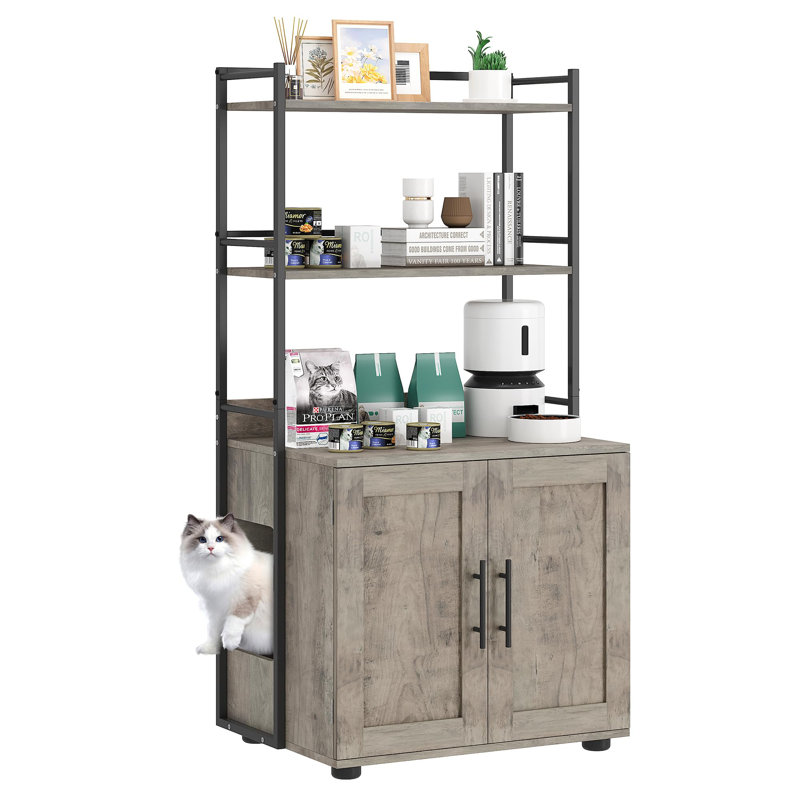 Enceinte de litière avec rangement pour chat, gris, H 55 po x l 20,6 po x P 17,7 po