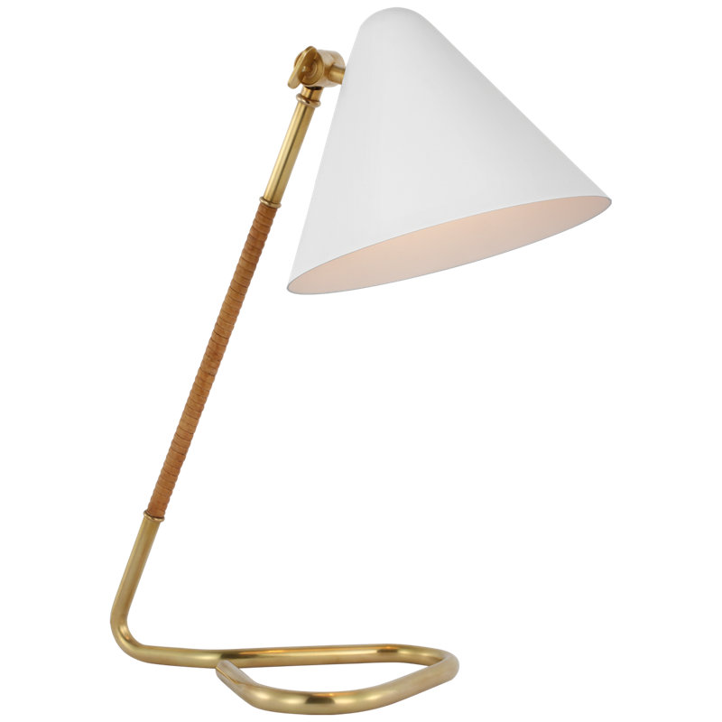 Laken Desk Table Lamp, Hand-Rubbed Antique Brass/Natural Rattan