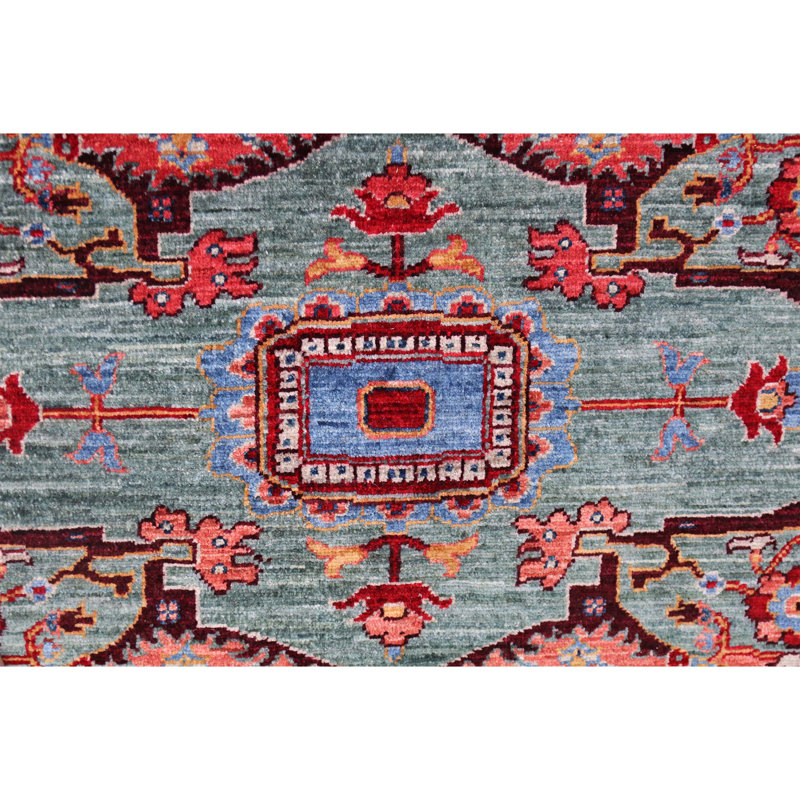 High-Quality Hand-Knotted Blue And Red Area Rug