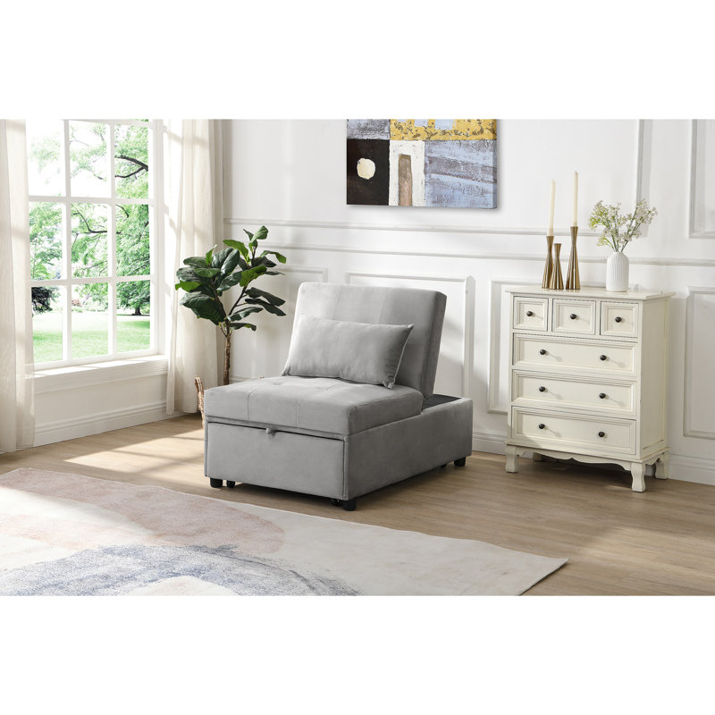 Canapé-lit pliant avec repose-pieds, Velours gris velours