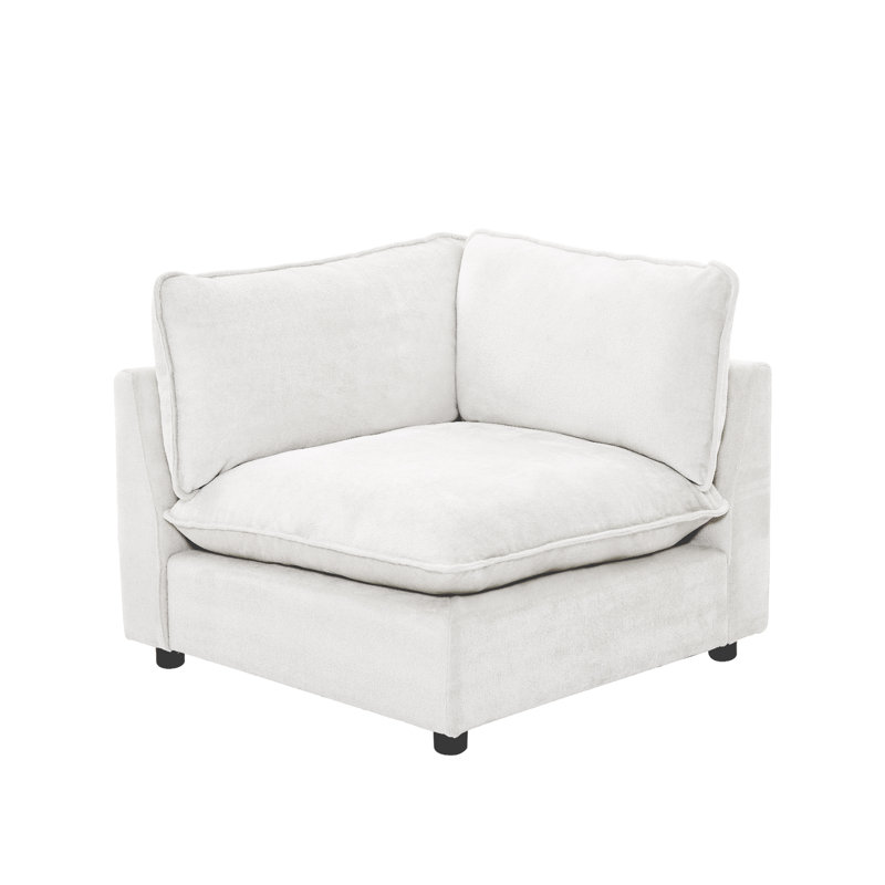 37.4" Heffernan Accent Chair Modular Sectional Sofa, White Chenille