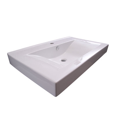 Lavabo de salle de bain mural en porcelaine vitreuse avec trop-plein 32 po Twain