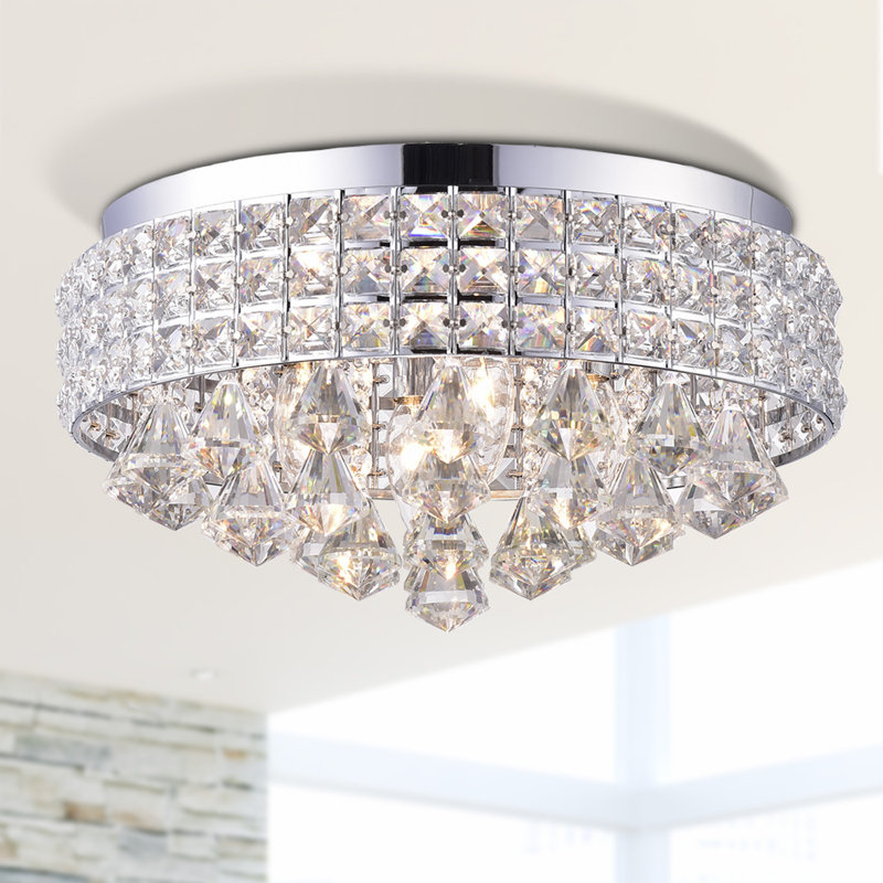 Plafonnier encastré 4 lumières 15 po Mossley, Chrome