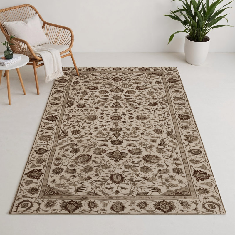 Tapis turc intérieur / extérieur beige, Rectangle 5 pi x 7 pi