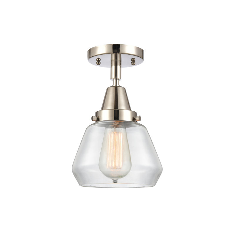 Kylisia Glass Semi Flush Mount, Clear, Polished Nickel
