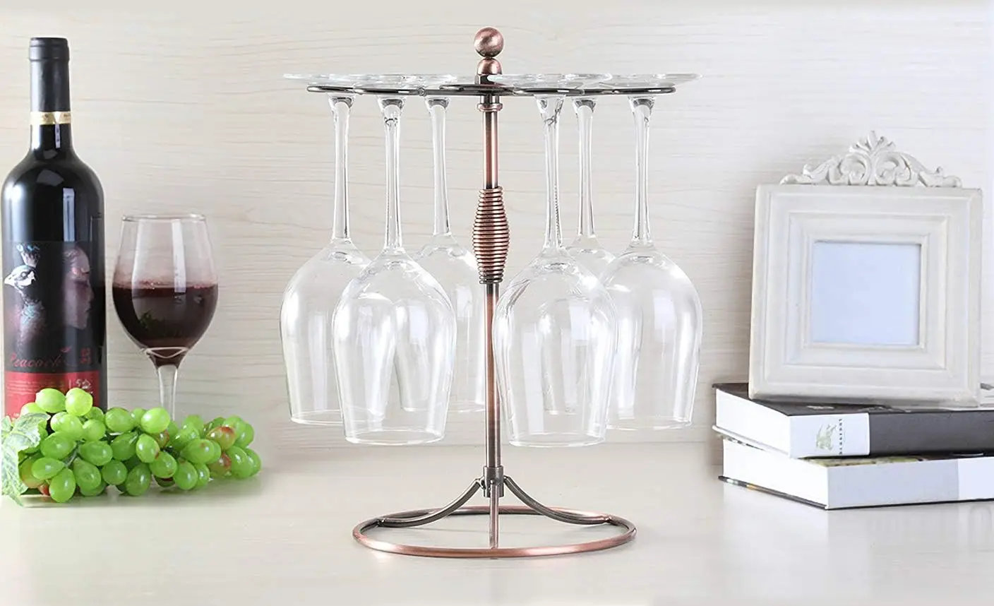 Glass Rack Classic Gracie Oaks Douthit Standard Wine Glass Rack in Bronze | Wayfair