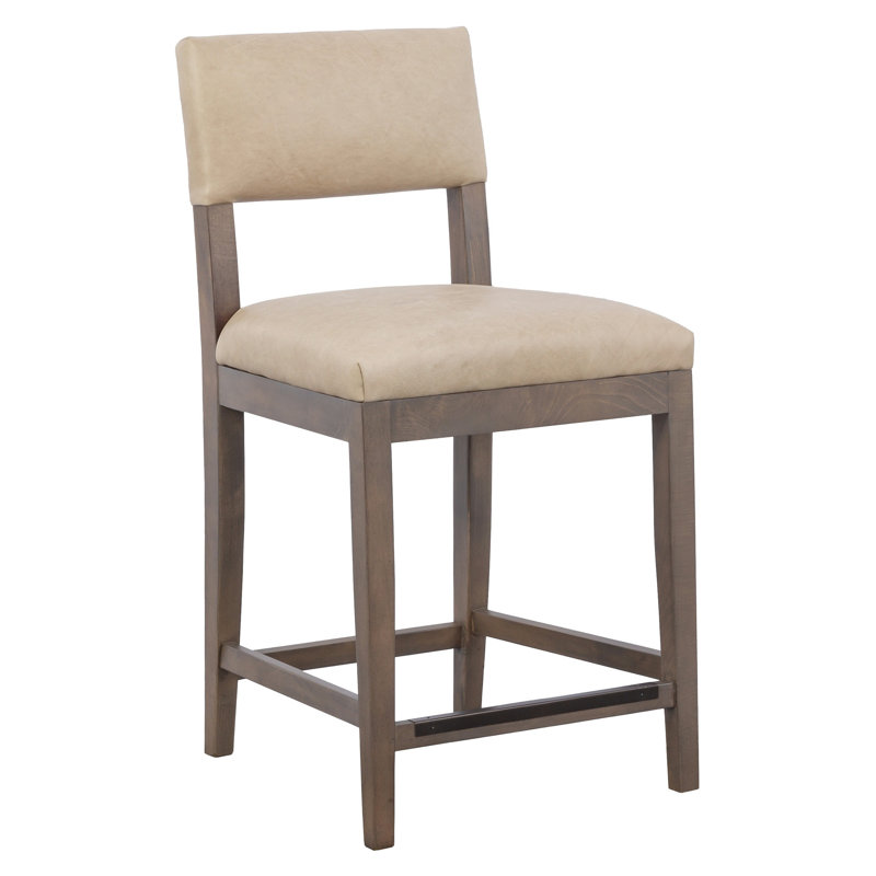 Tabouret de bar en cuir Silas, Espresso, À hauteur de comptoir, 1130 Poterie