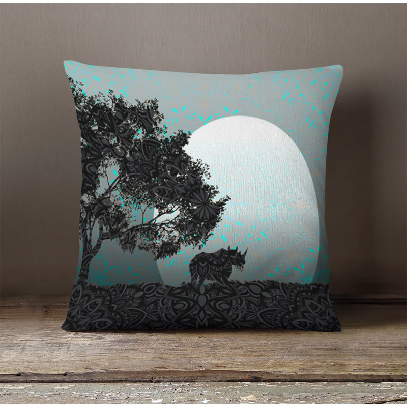 Throw Pillow With Insert, 16"H x 16"W, Blue/Black 4