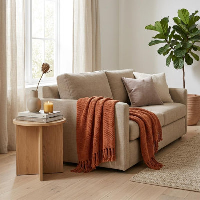 Orange Woven 100% Cotton Throw Blanket