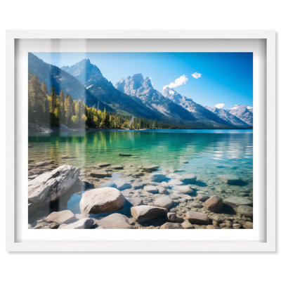 Crystal Lake Peaks Travel Photography Shadowbox Print by Notoriart
