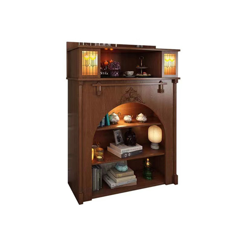 Wlanut Solid Wood Freestanding Fireplace
