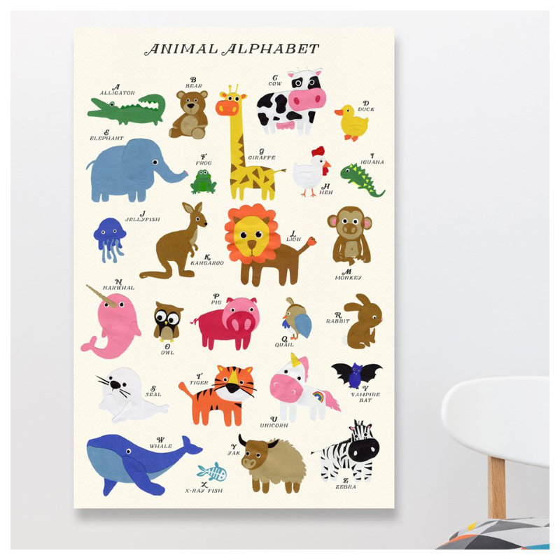 Art sur toile, Alphabet, H 24 po x l 16 po