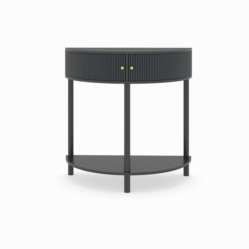 Modern 31.5" Fluted Semi-Circle Narrow Console Table, Dark Gray