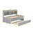 Twin Size Wooden Captain Bed With Built-In Bookshelves,Three Storage Drawers And Trundle,Light Grey