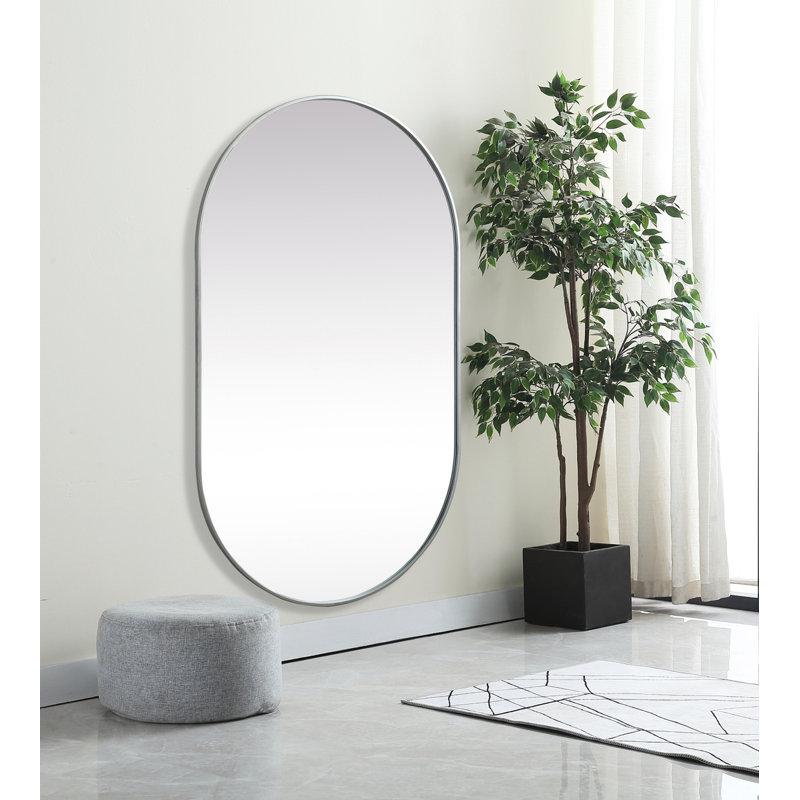 Elington Metal Oval Mirror, Silver, 60"  x 36" 