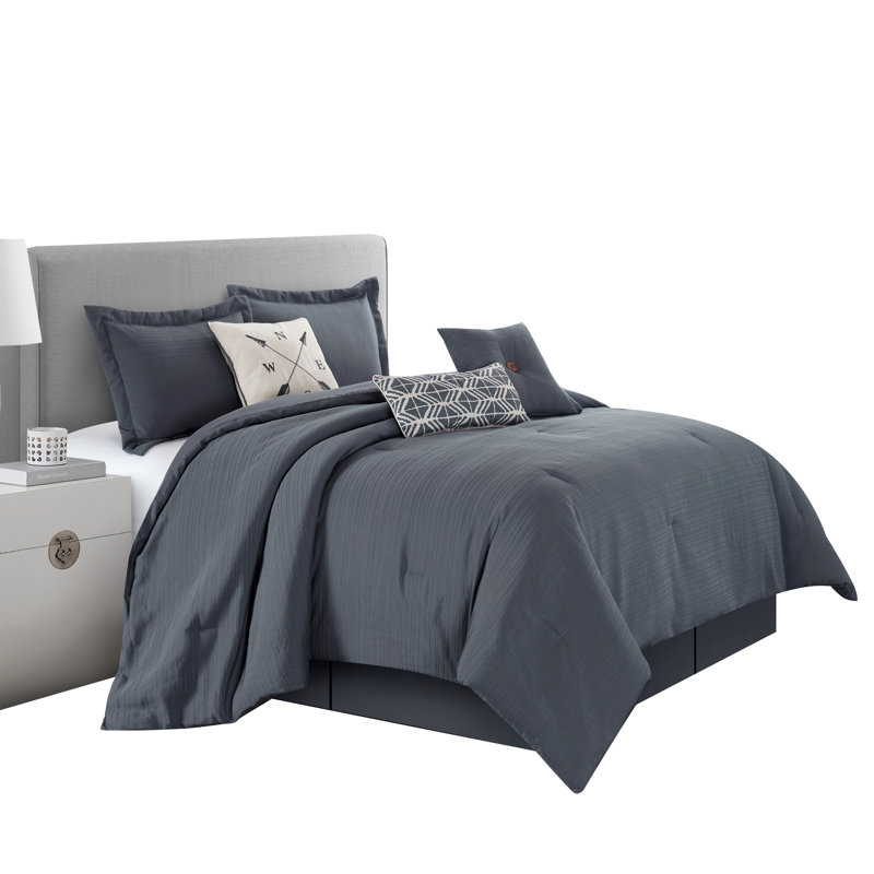Gray Microfiber 7 Piece Comforter Set, California King Comforter + 6 Additional Pieces
