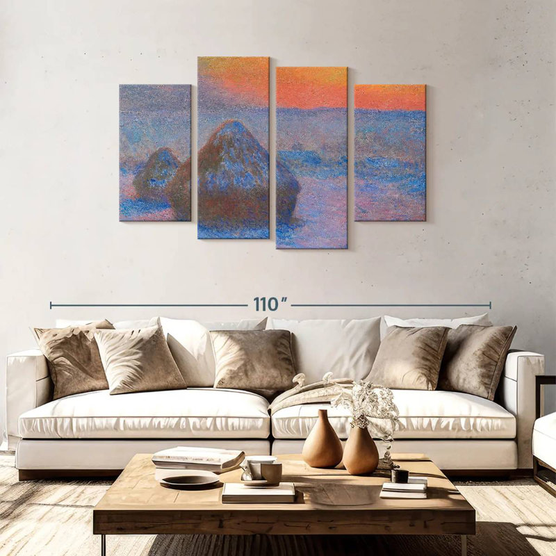 Effet de neige Avery Stacks Of Wheat Sunset 1890-1891, H 48 po x l 75 po
