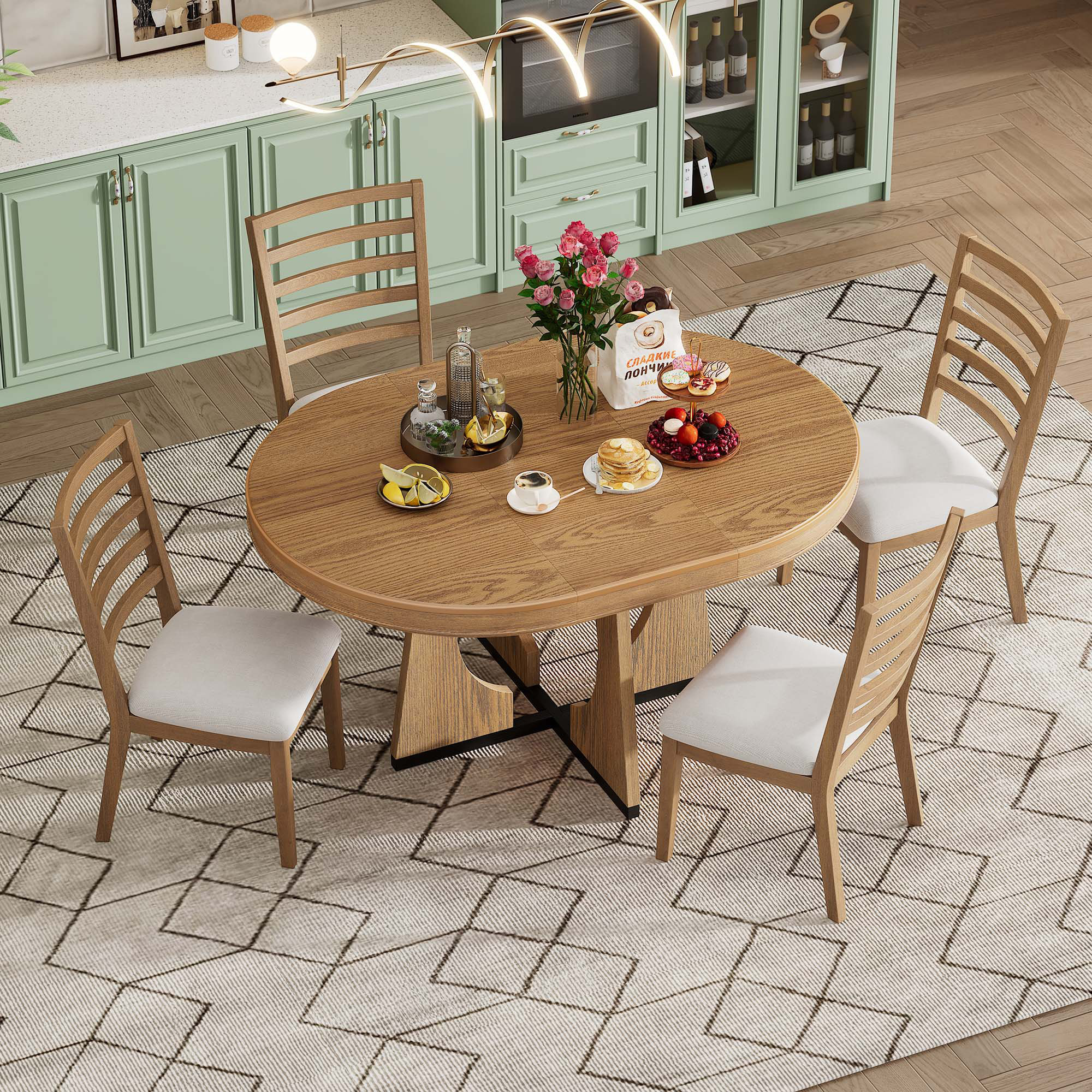 Lark Manor™ Round Dining Table for 4 with Chairs Set | Wayfair