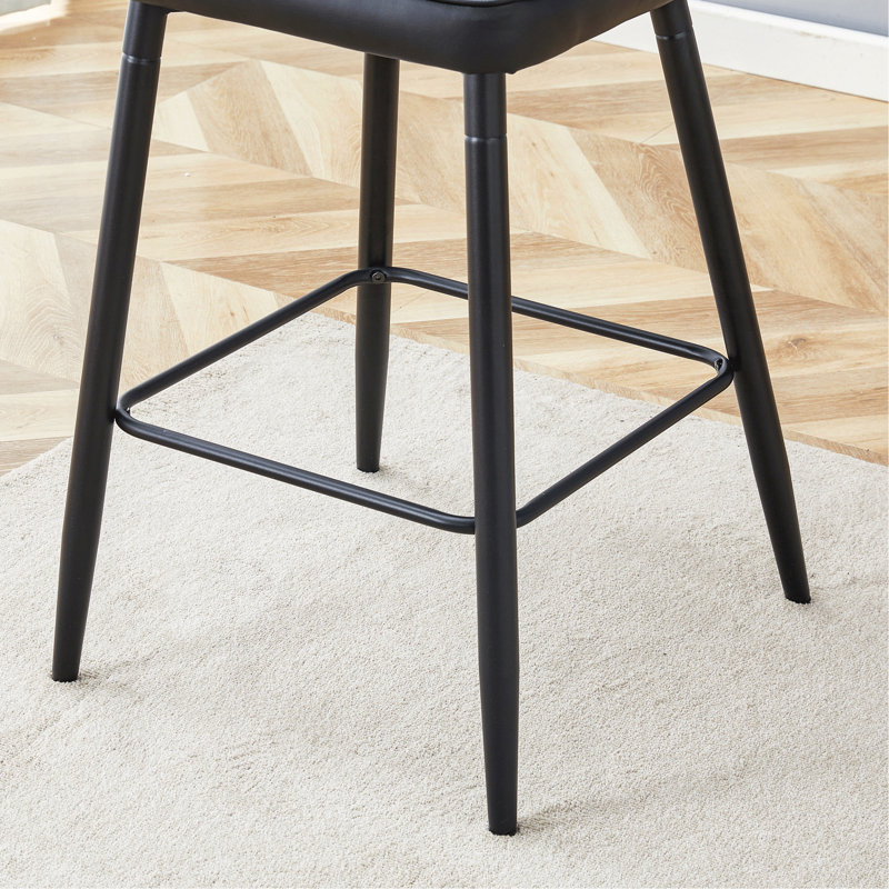 Ensemble de chaises de bar modernes en polyuréthane noir - deux pièces, le dossier a une conception verticale et lisse. Convient pour un placement dans les bars, les salons et autres espaces. Plusieurs couleurs disponibles.