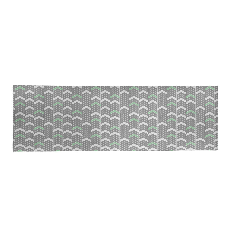 Tapis de zone grise à chevrons lineed, Tapis de couloir 2 pi 5 po x 8 pi