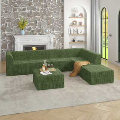 Canapé modulaire en forme de L, canapé modulaire compressé bricolage en velours côtelé de style minimaliste moderne, canapé-lit pour le salon, la chambre à coucher, canapé confortable à conception compacte et économe en espace