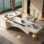 Table basse / bureau de direction en forme de L en pierre frittée Light Luxury-885206516