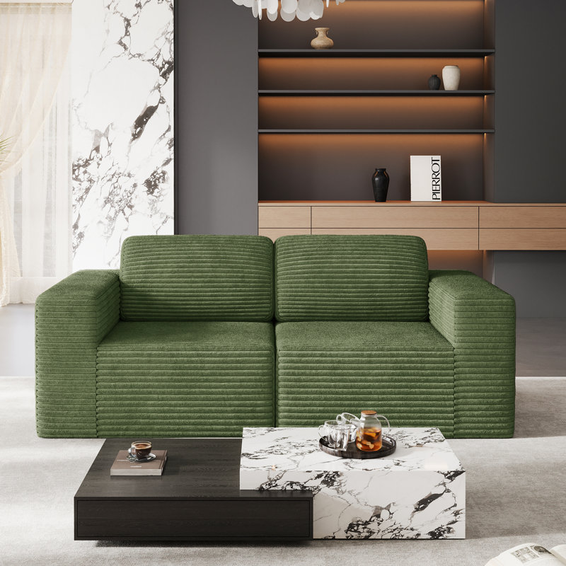 2 Seater Corduroy Sofa, Green