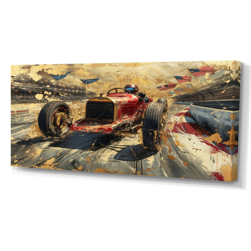 Rétro piste de course de voiture classique I - salon d'art mural, Toile tendue, H 30 po x l 40 po