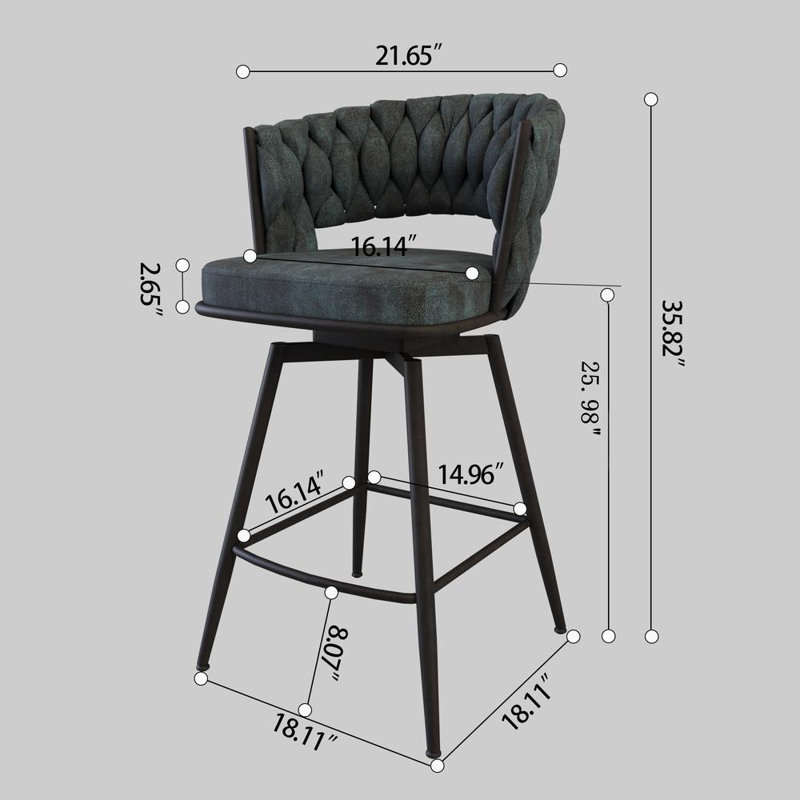 Ensemble de 2 tabourets de bar pivotants 360