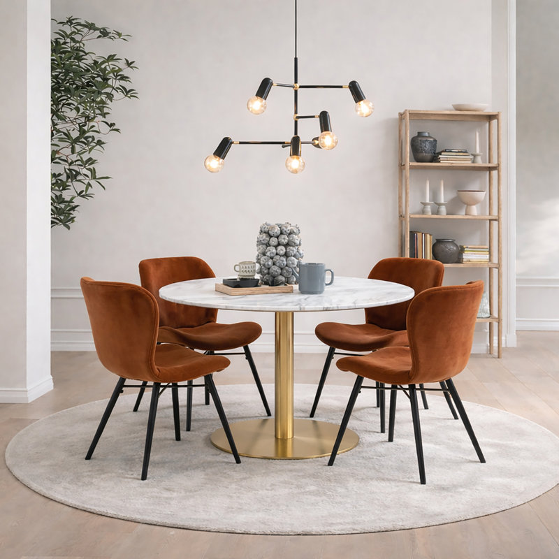 Tannenbaum 4 - Person Dining Set, Gold, Brown/Black