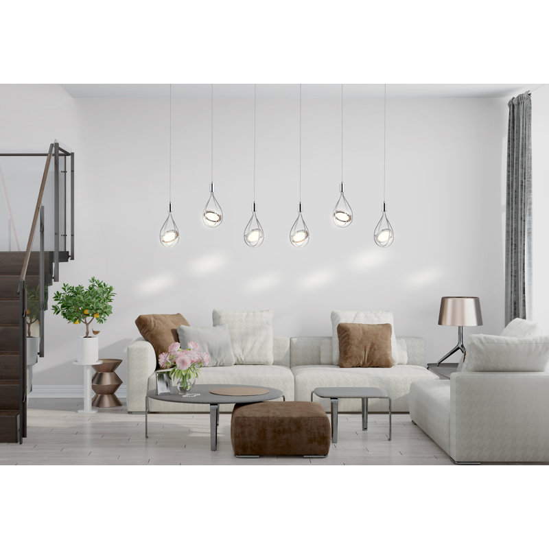 Ambrosino 4 - Light Chrome LED Kitchen Island Pendant