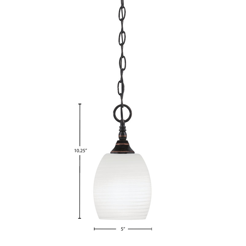 Mini-luminaire suspendu en chaîne avec verre, Cuivre / noir