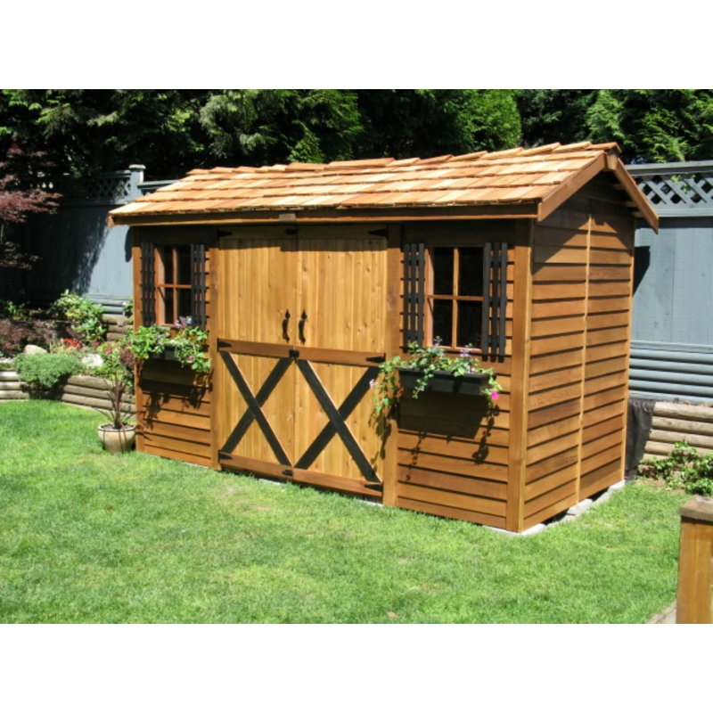 Longhouse 16 ft. W x 8 ft. D Western Red Cedar Wood Storage Shed