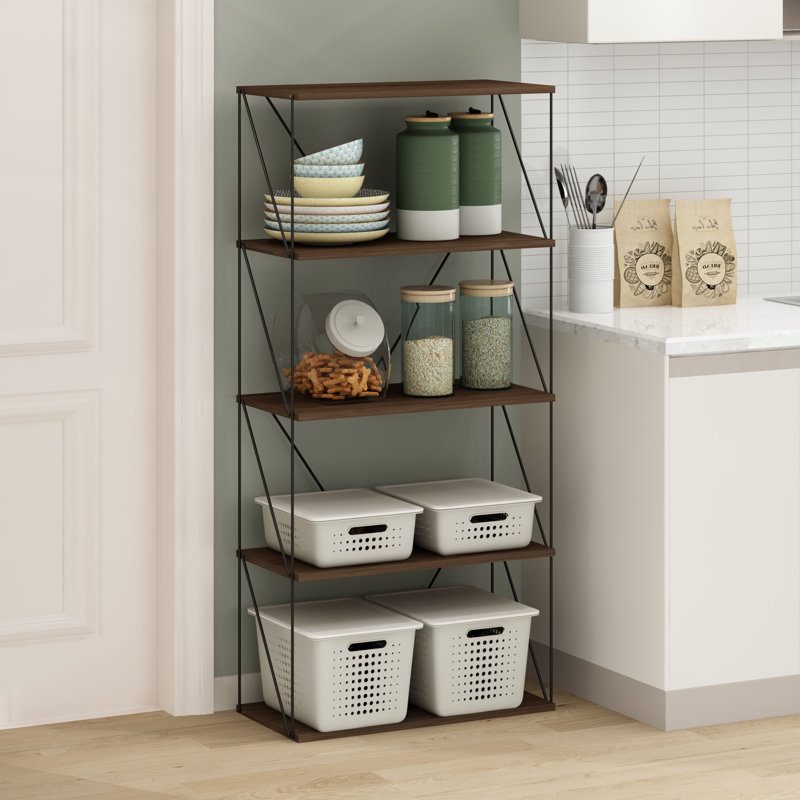 Rata 131.8cm H x 59.99cm W Metal Standard Bookcase, Columbia Walnut