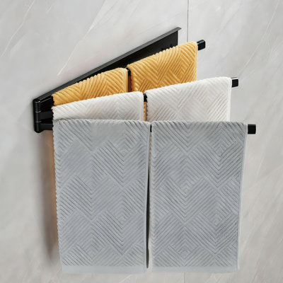 16 Inch Foldable Rotatable 3-Bar Towel Rack