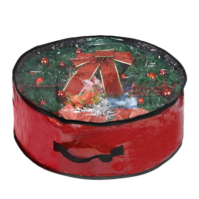  Christmas Wreath Storage Bag - Garland Holiday Container with Clear Window - Tear Proof Fabric