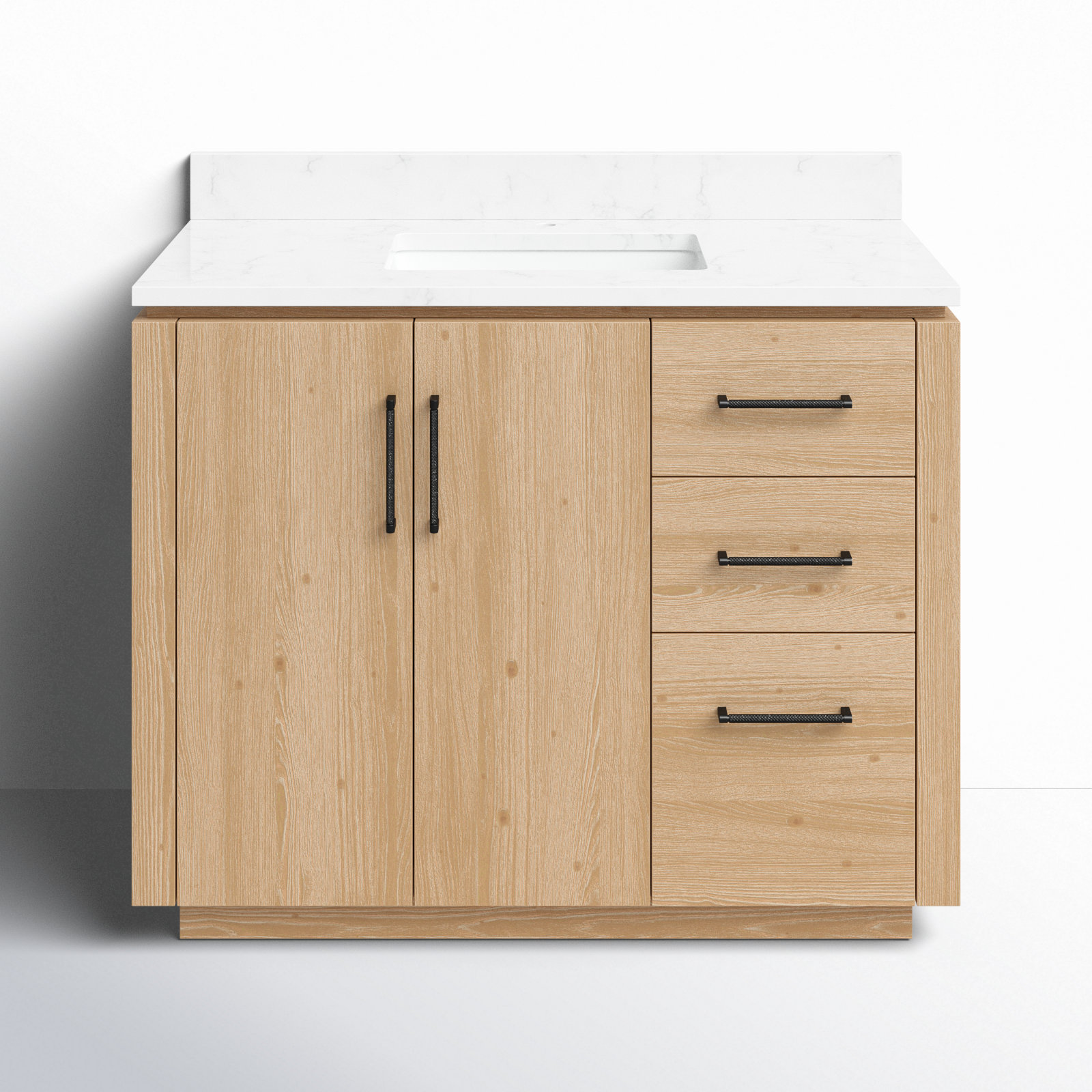 Cloverfield 42'' Single Bathroom Vanity, Fir Wood Brown, Matte Black